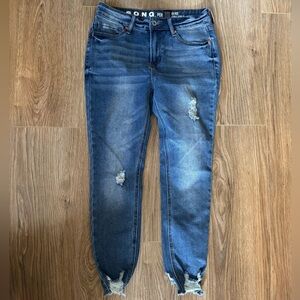 S.O.N.G. Perfect High Rise Skinny Ankle Blue Denim Distressed Jeans NWOT